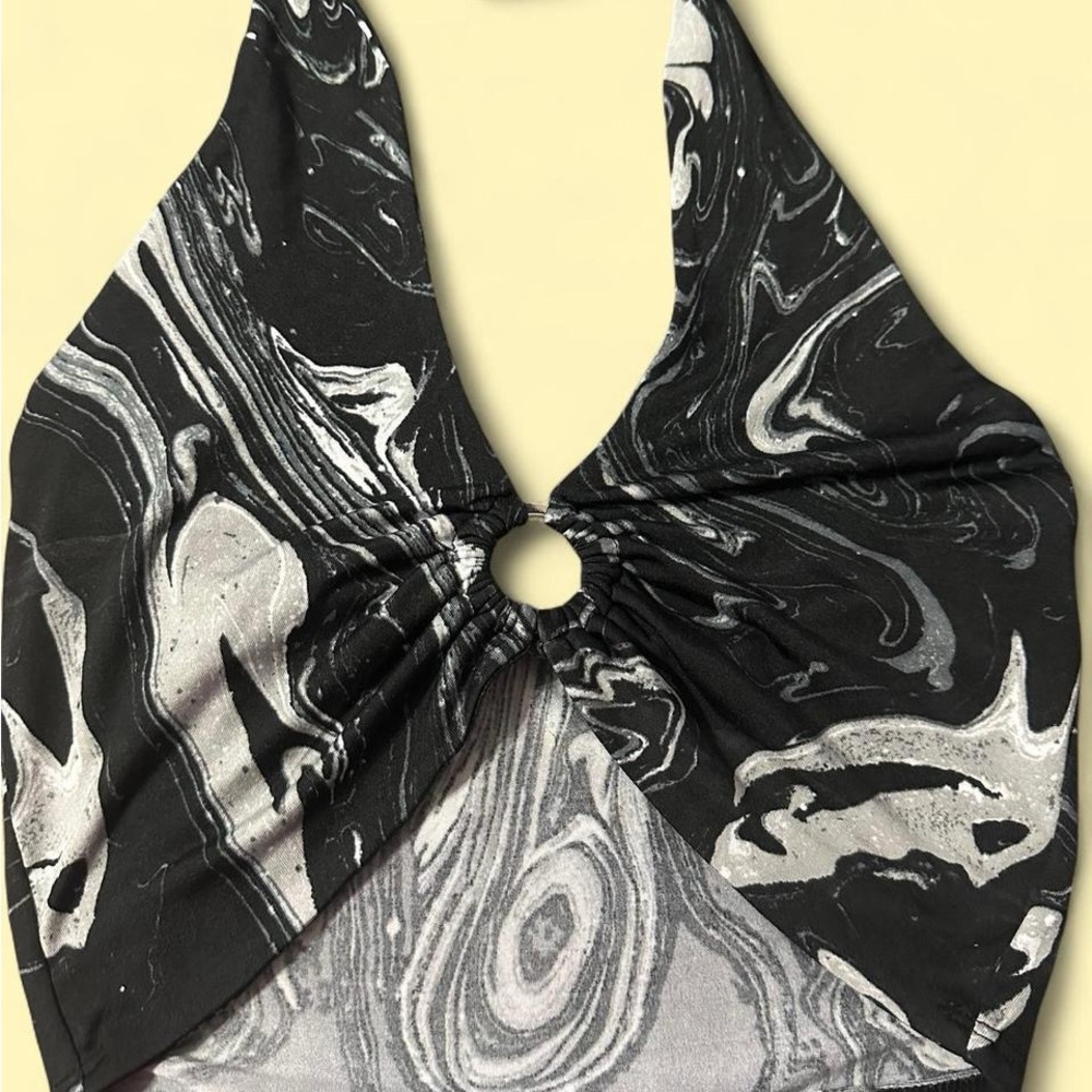 Black and White Swirl Halter Top